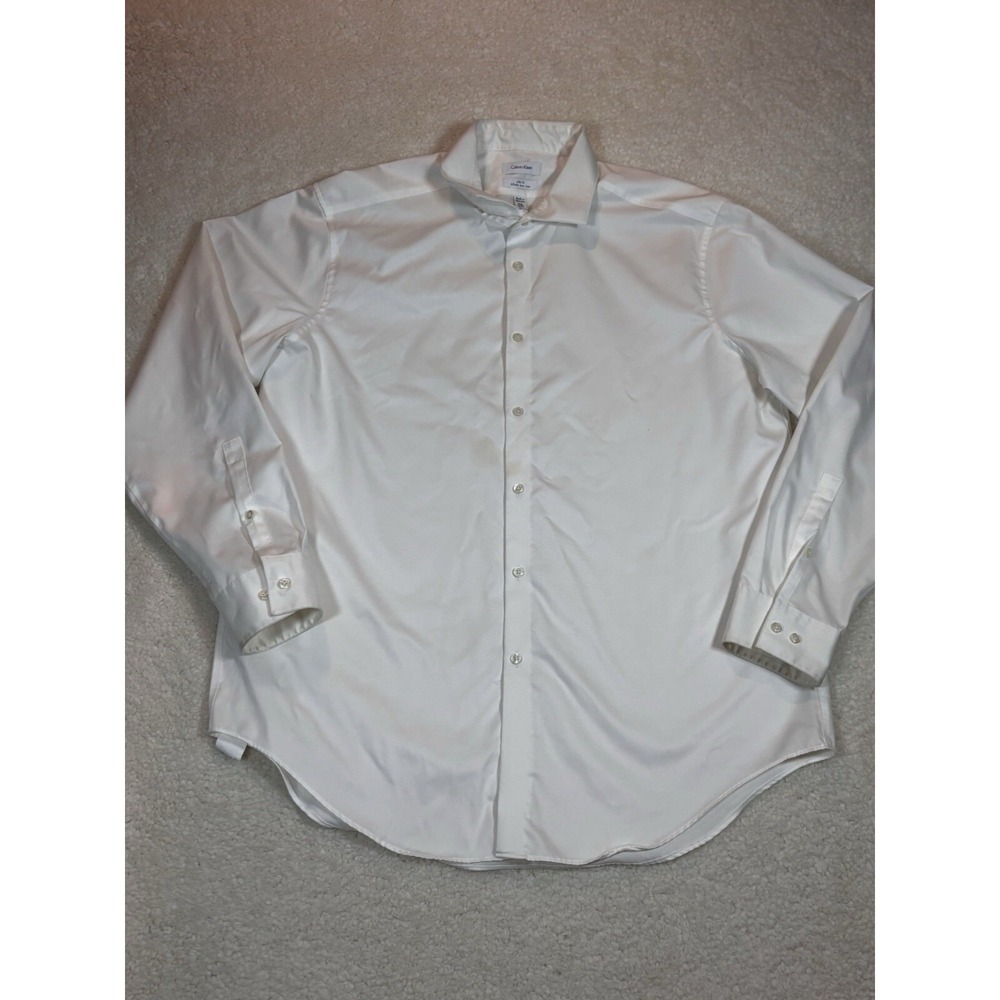 Calvin Klein Infinite Non-Iron Slim Fit Stretch White Dress Shirt - 17 .5 34/35